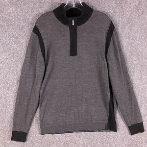 Codice 1/4 Zip Wool‎ Sweater Men's Large Gray 100% Extra Fine Merino Wool Adults